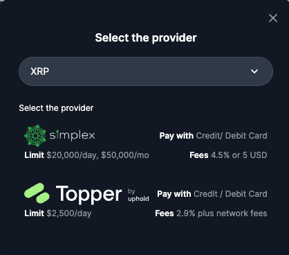 Purchase XRP directly